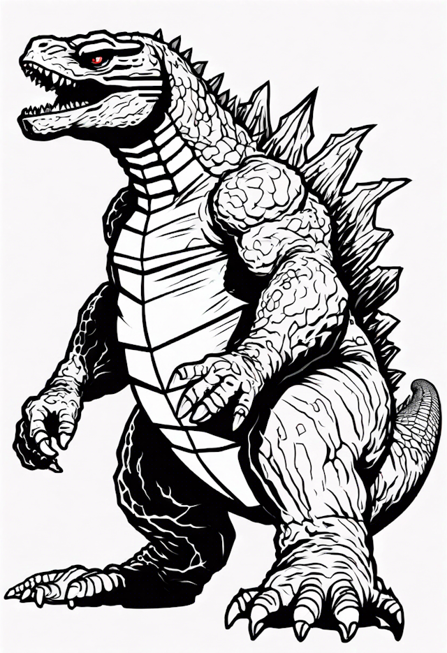 Coloring Page of Godzilla in Action