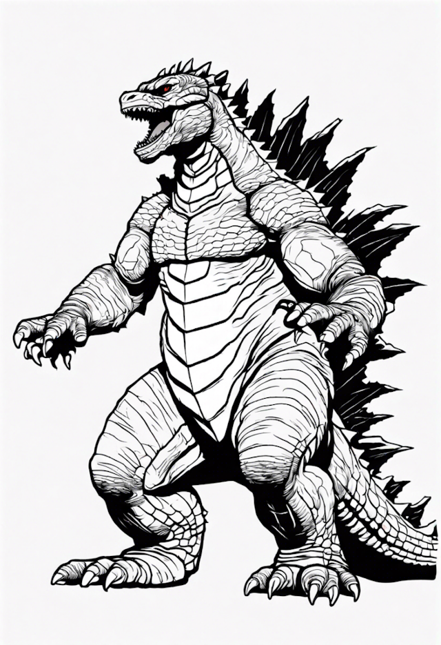 A coloring page of Godzilla Coloring Adventure