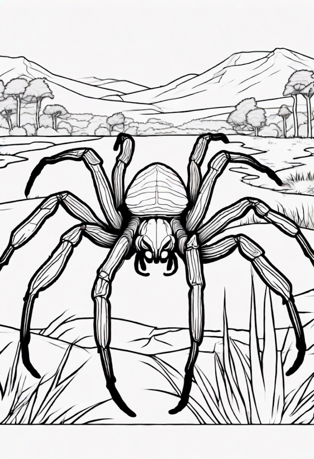 A coloring page of Tarantula in the Wild Coloring Page