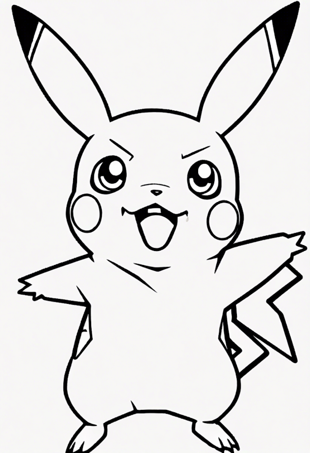 A coloring page of Pikachu Ready for Adventure Coloring Page
