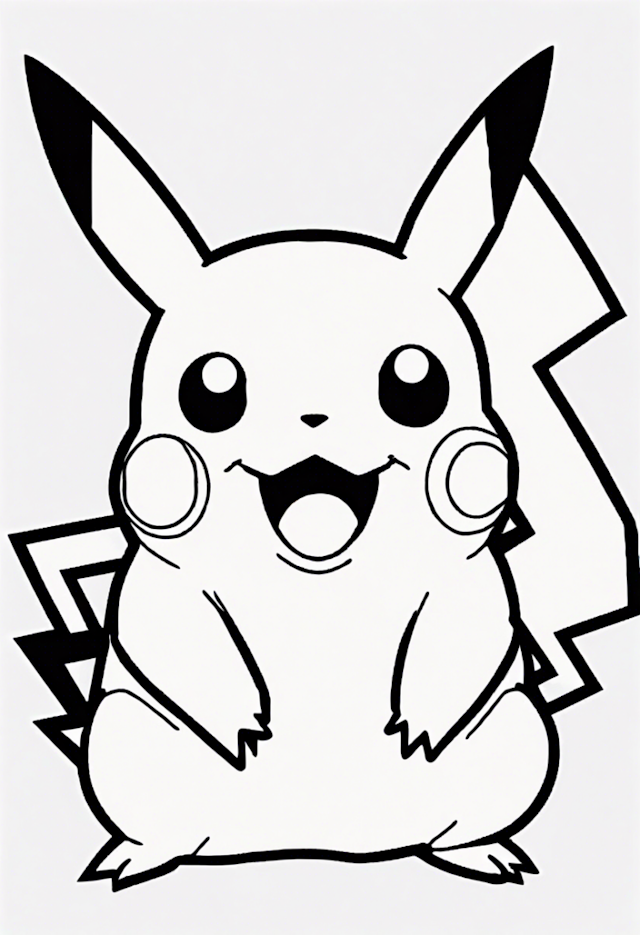 A coloring page of Pikachu’s Electric Adventure Coloring Page