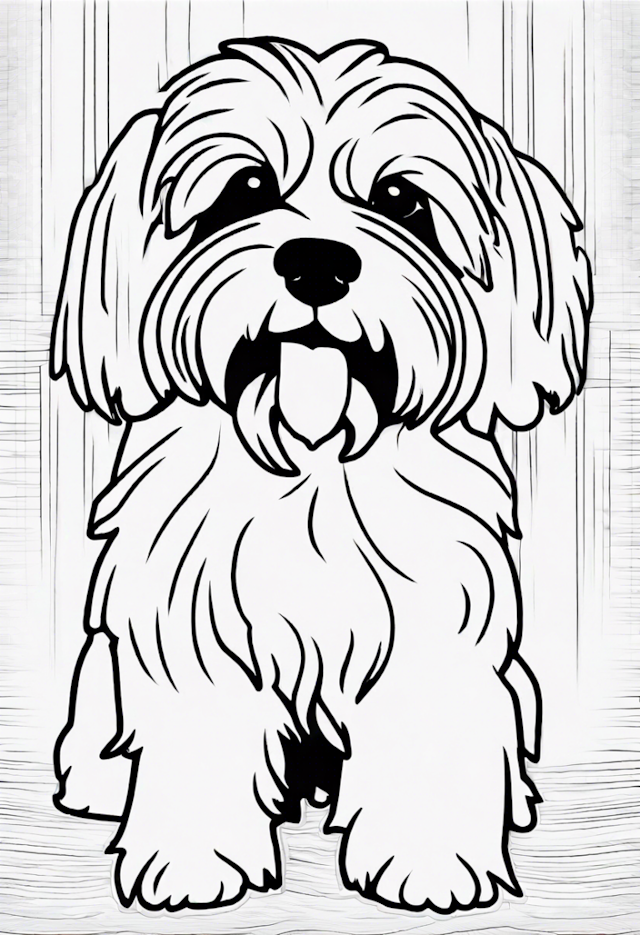 A coloring page of Adorable Shaggy Dog Coloring Page