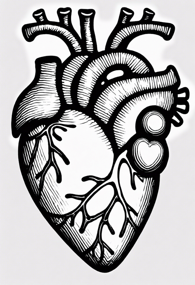 A coloring page of Anatomical Heart Coloring Page