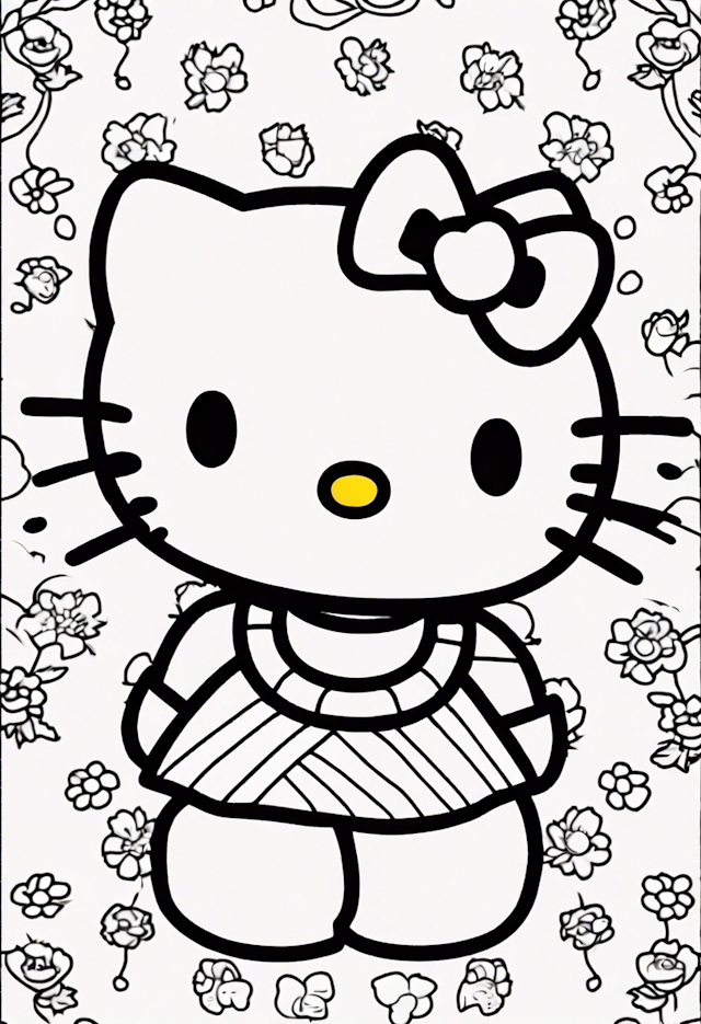 Hello Kitty Floral Fun Coloring Page