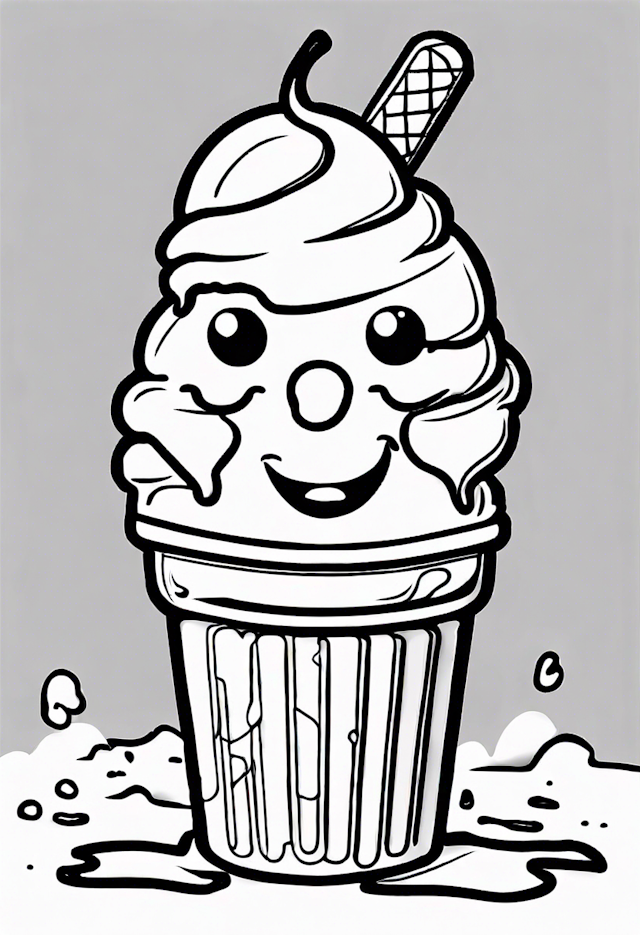 Happy Ice Cream Cone Coloring Fun
