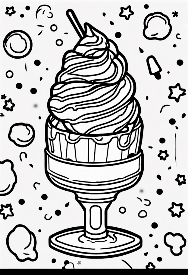 A coloring page of Ice Cream Fantasy Coloring Page