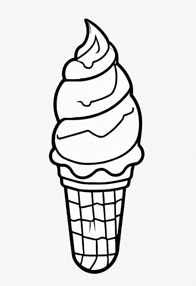 Ice Cream Cone Delight Coloring Page