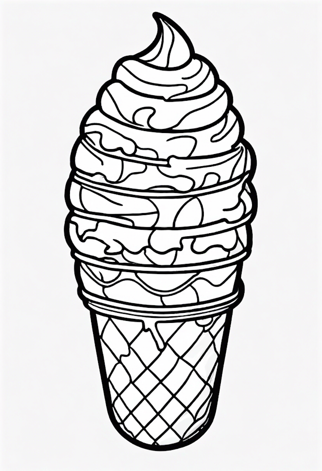 Ice Cream Cone Delight Coloring Page