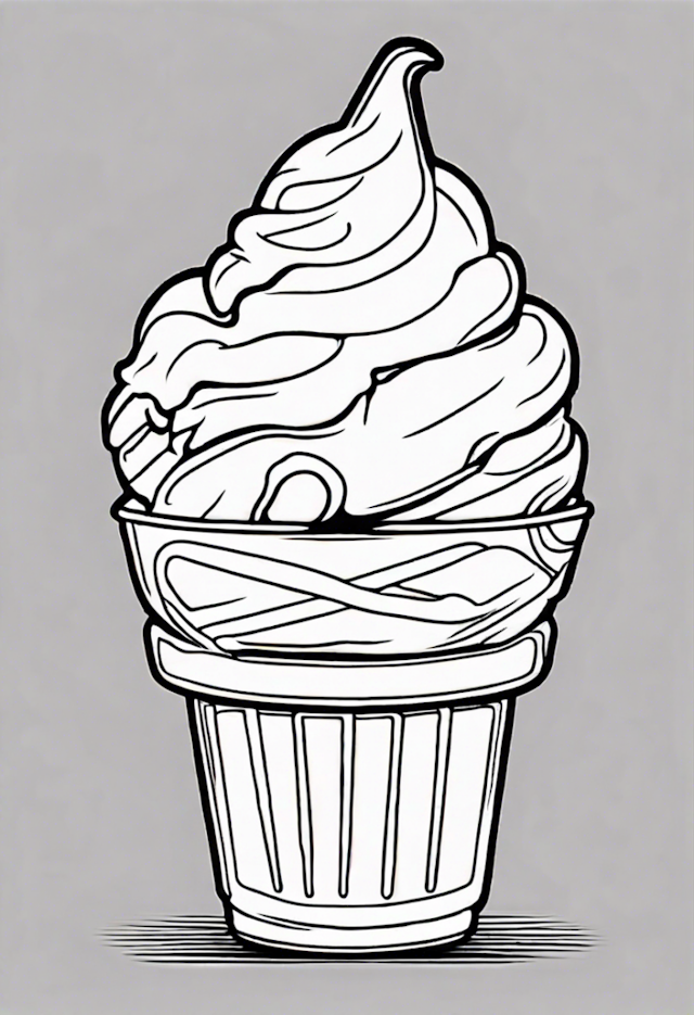 A coloring page of Ice Cream Swirl Delight Coloring Page
