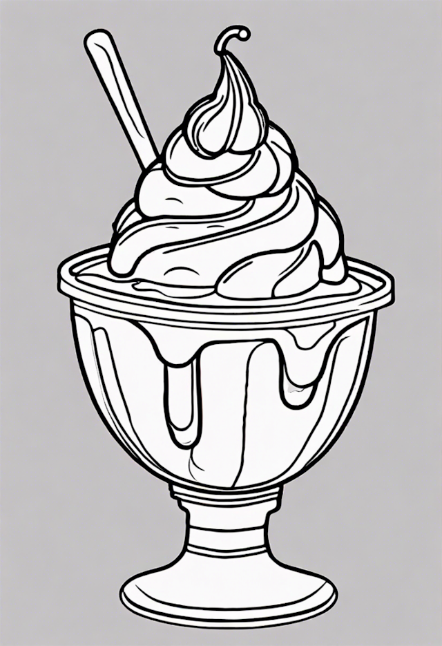 A coloring page of Ice Cream Sundae Coloring Fun