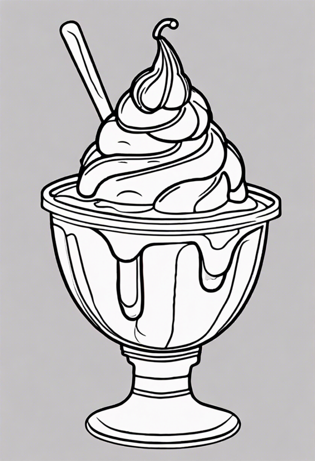 Ice Cream Sundae Coloring Fun Coloring Page | ColorBliss