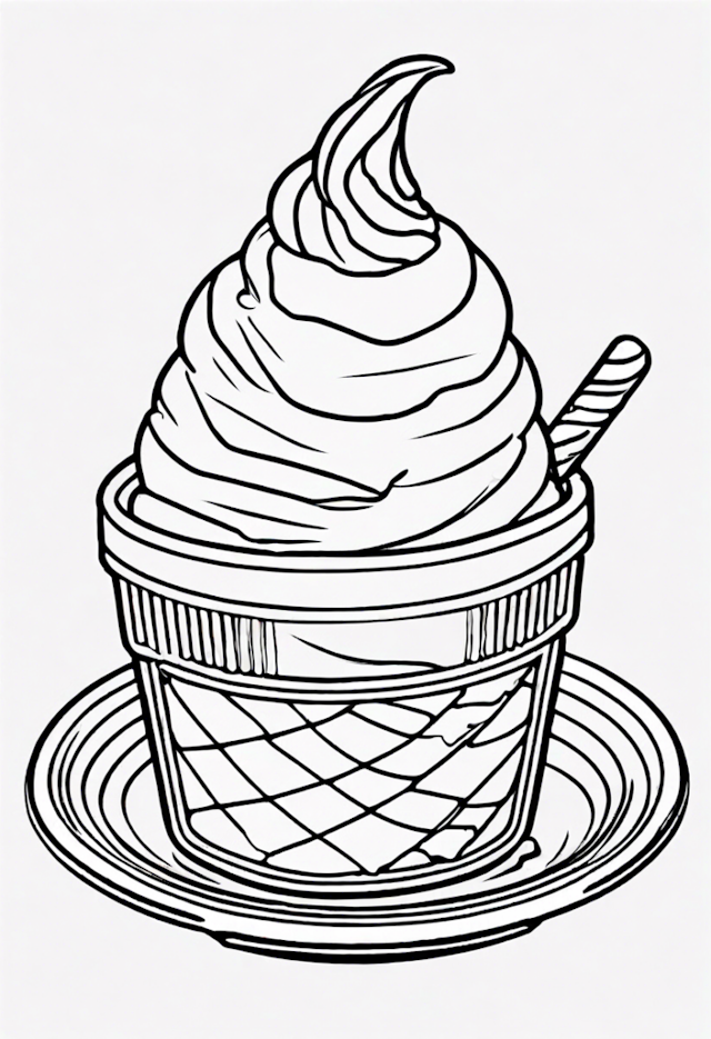 A coloring page of Ice Cream Delight Coloring Page
