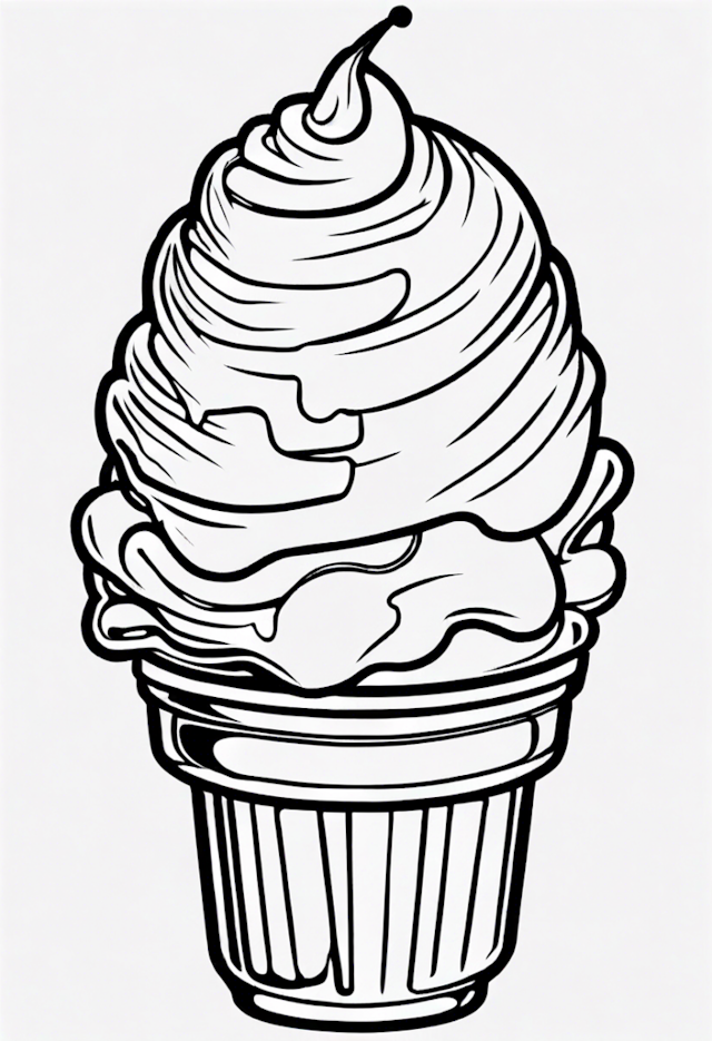 A coloring page of Sweet Ice Cream Delight Coloring Page