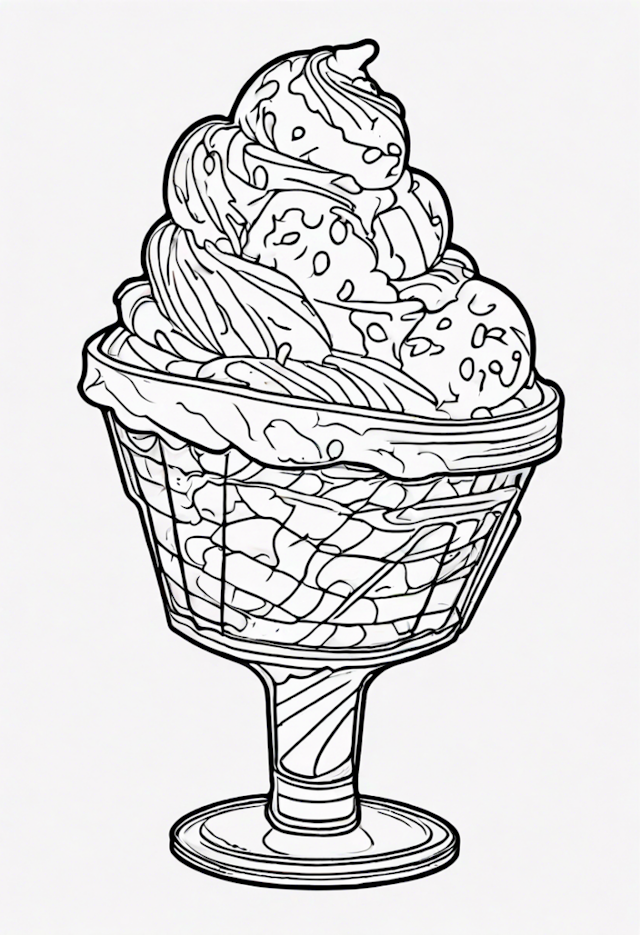 A coloring page of Ice Cream Sundae Coloring Page