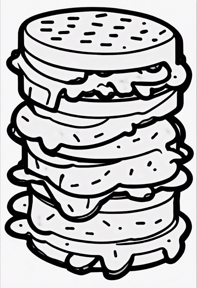 A coloring page of Giant Burger Coloring Fun