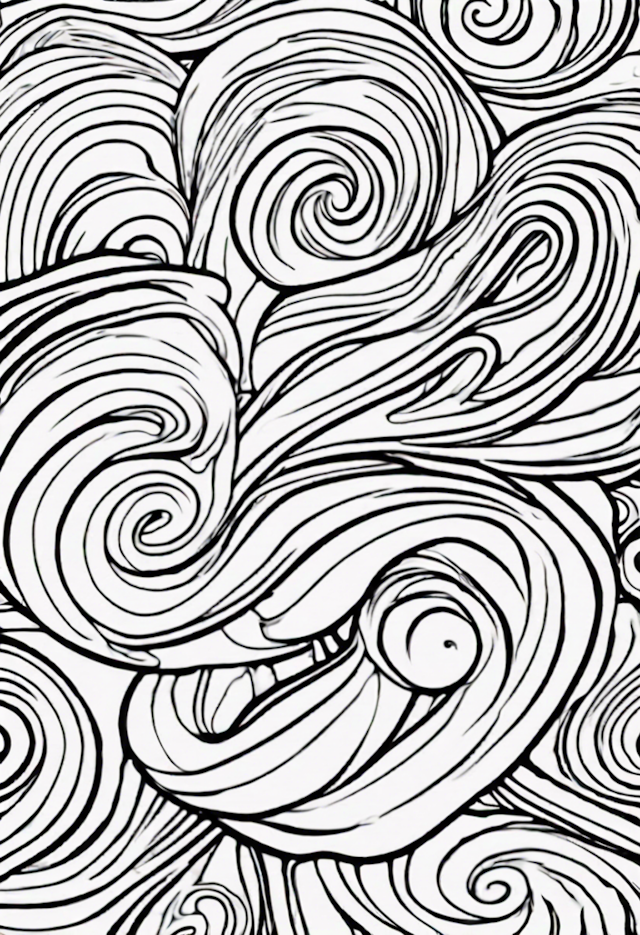 A coloring page of Swirling Waves Coloring Page