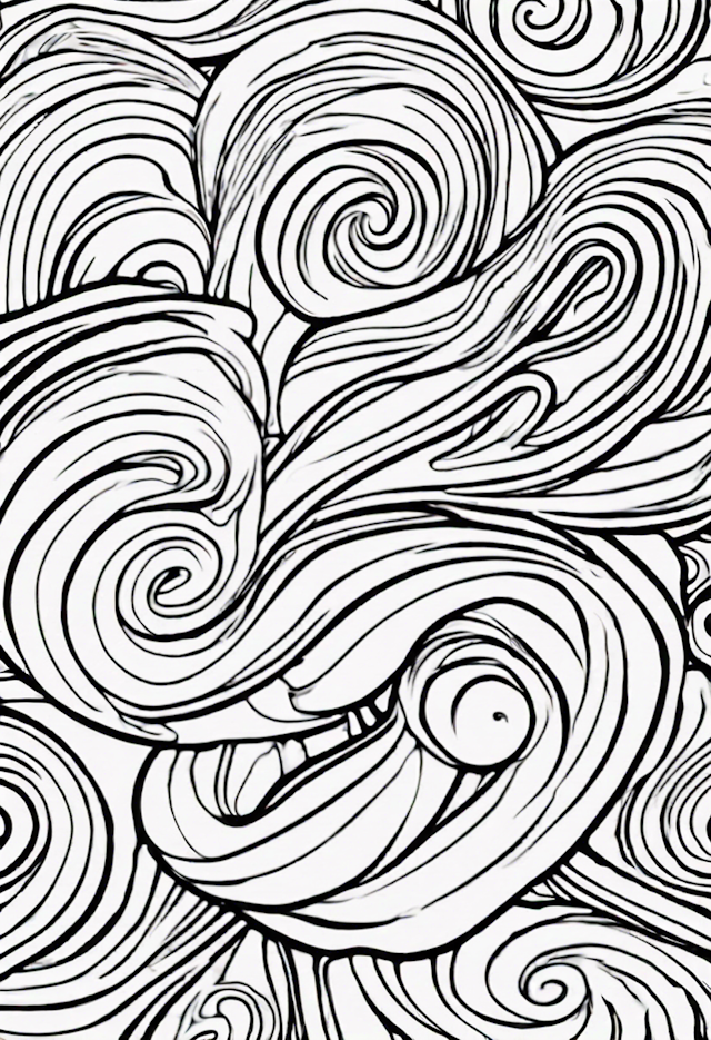 Swirling Waves Coloring Page