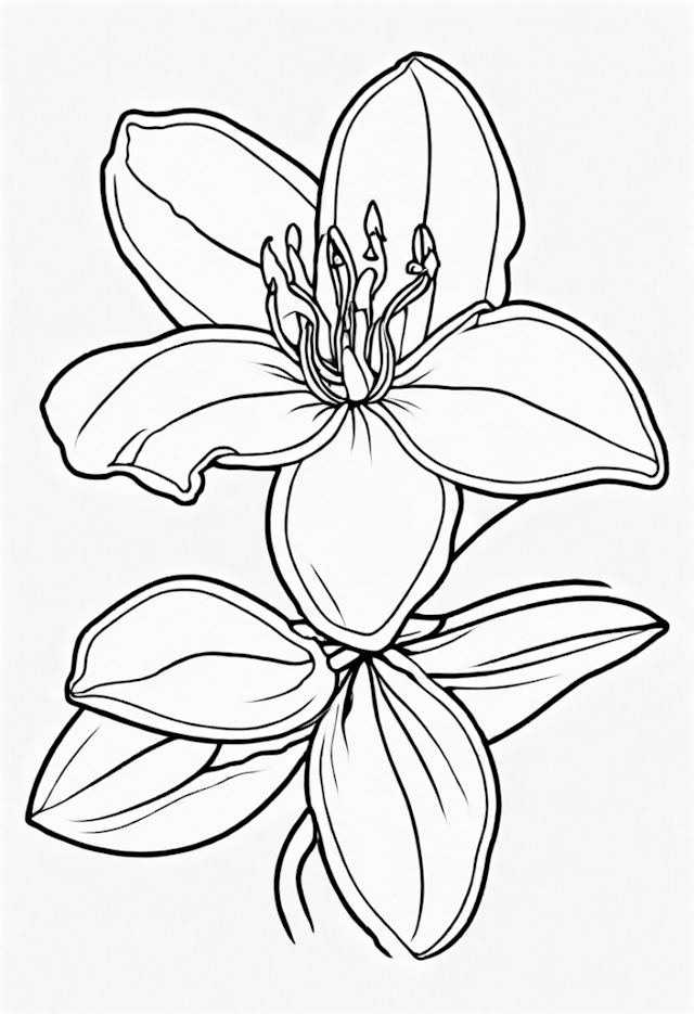 A coloring page of Blooming Lily Coloring Page
