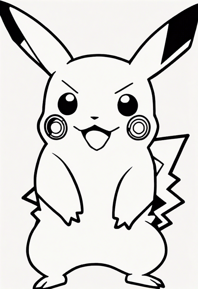 A coloring page of Pikachu Ready for Adventure Coloring Page