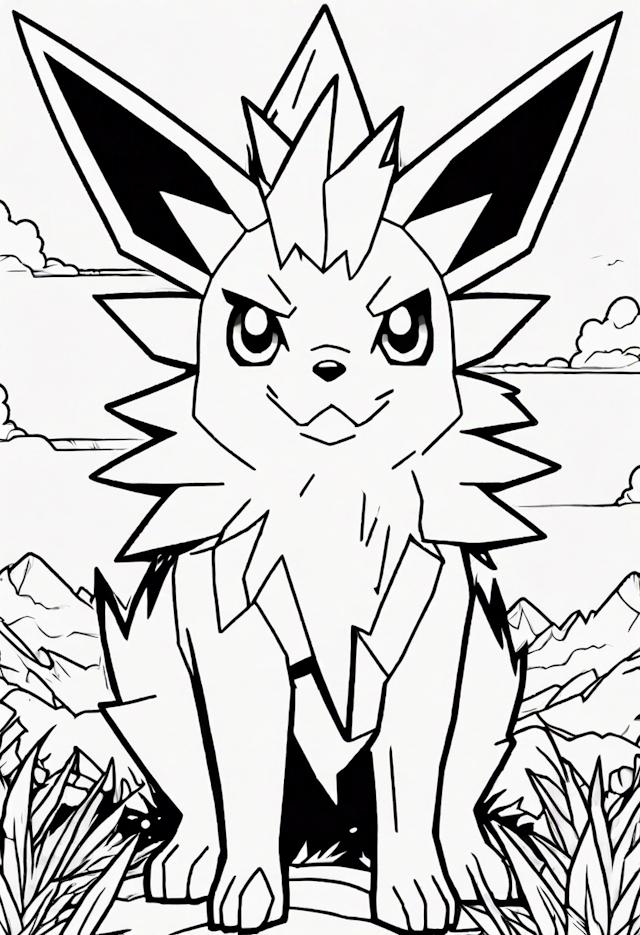 Jolteon in the Mountains Coloring Page