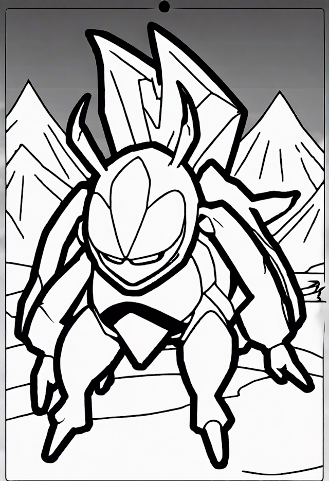 Buzzwole in the Mountains Coloring Page