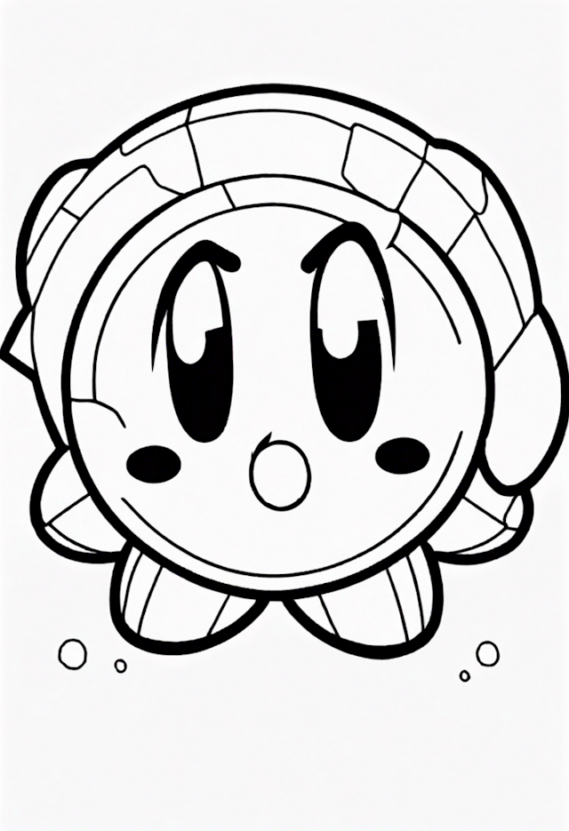 A coloring page of Waddle Dee Adventure Coloring Page