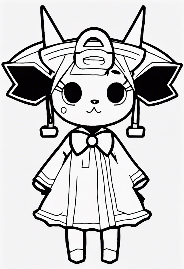 Pikachu in a Cute Costume Coloring Page