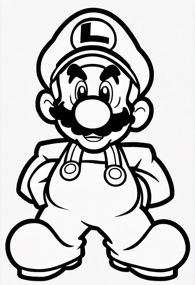 A coloring page of Luigi the Plumber – Coloring Fun!
