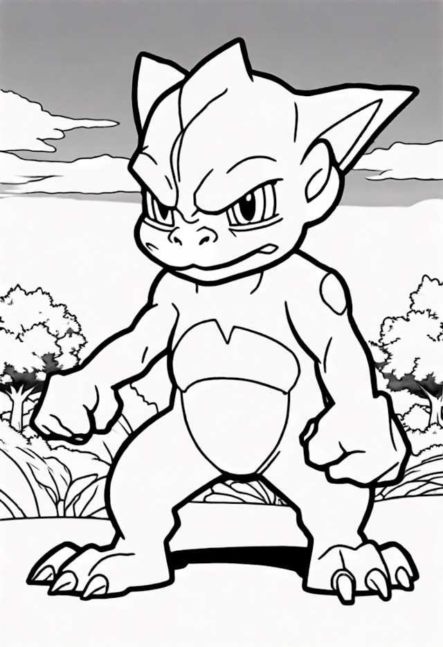 A coloring page of Charmeleon in the Wild Coloring Page