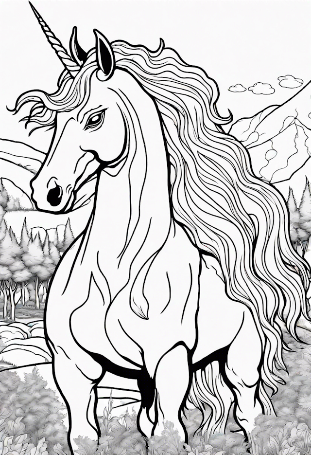 Majestic Unicorn in Enchanted Forest