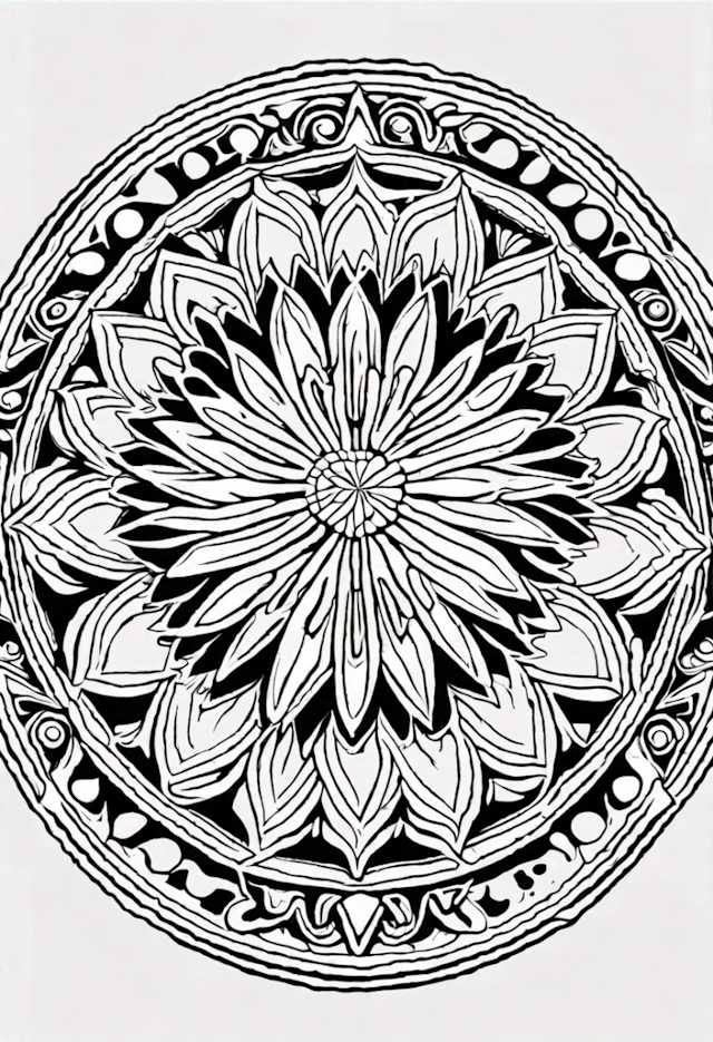 A coloring page of Mandala Flower Coloring Page