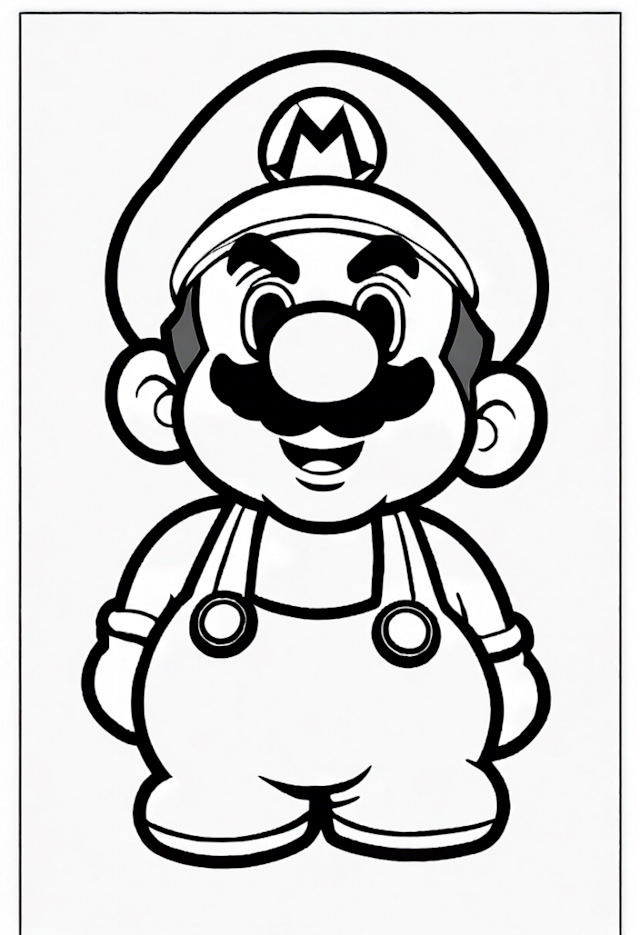 A coloring page of Mario the Plumber Coloring Fun