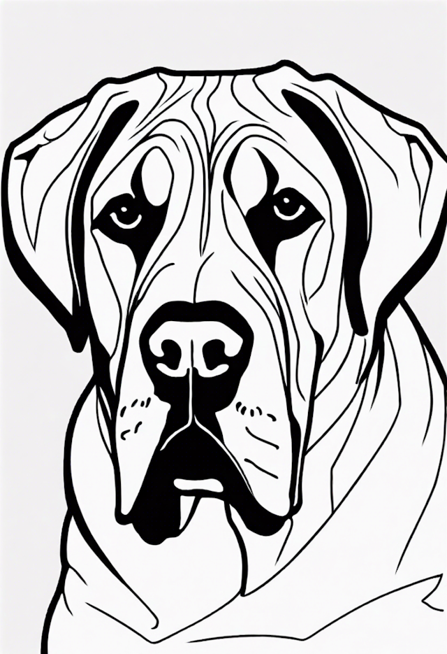 A coloring page of Gentle Giant: A Mastiff Coloring Page