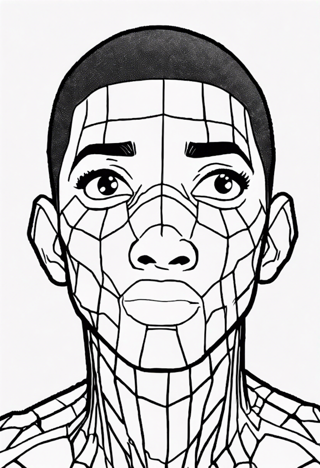 A coloring page of Geometric Face Art Coloring Page