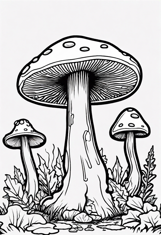 Mushroom Forest Adventure Coloring Page