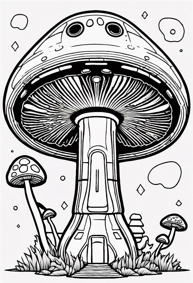 Mushroom Fantasy Land Coloring Page