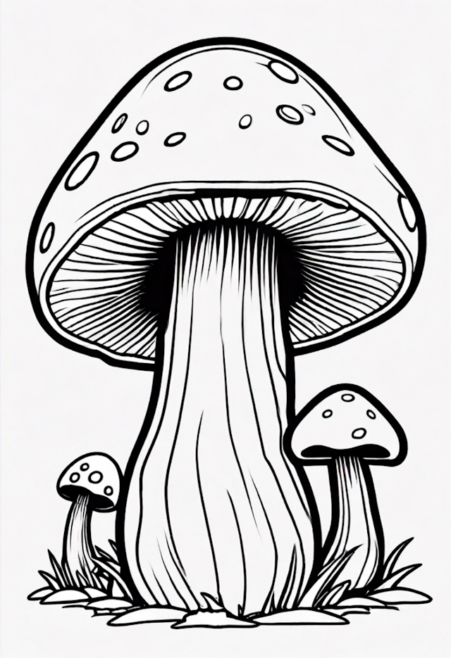 A coloring page of Mushroom Wonderland