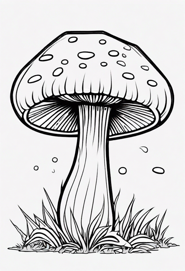 A coloring page of Mushroom in the Meadow Coloring Page
