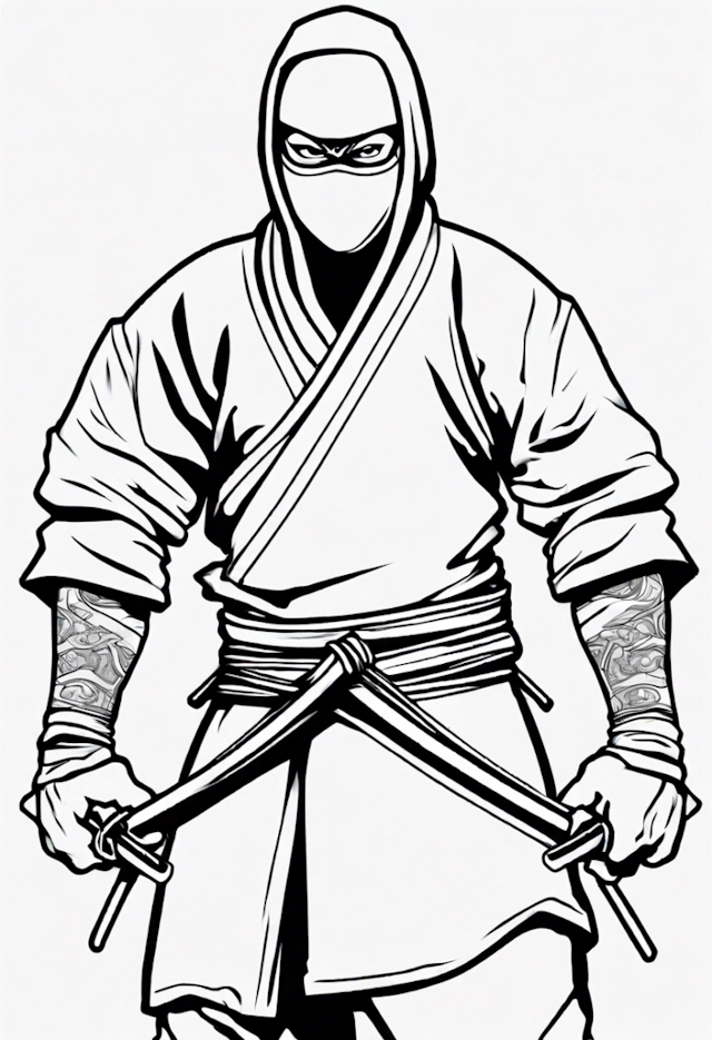 A coloring page of Ninja Warrior Coloring Page