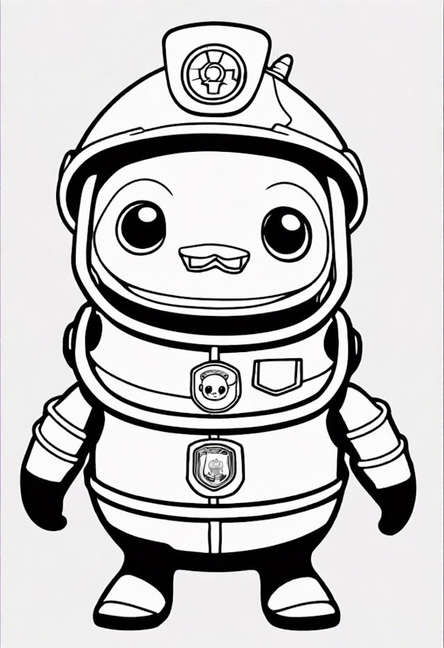 A coloring page of Paani the Brave Space Explorer