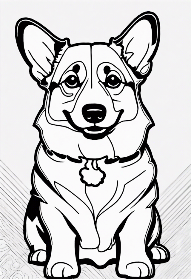 A coloring page of Corgi’s Happy Day Coloring Page