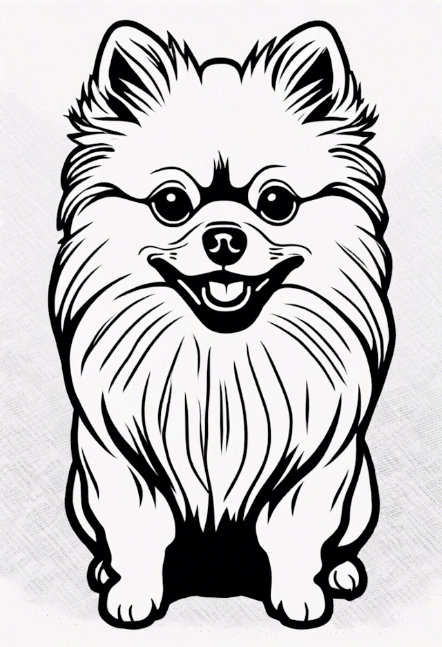 A coloring page of Pomeranian Pup Coloring Fun