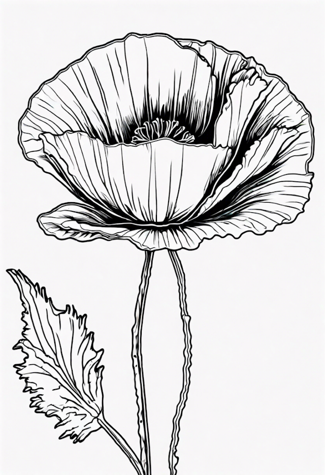 A coloring page of Poppy Flower Coloring Page