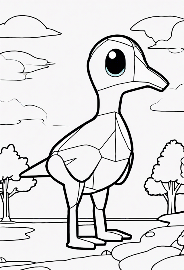 A coloring page of Birdie Adventure Coloring Page