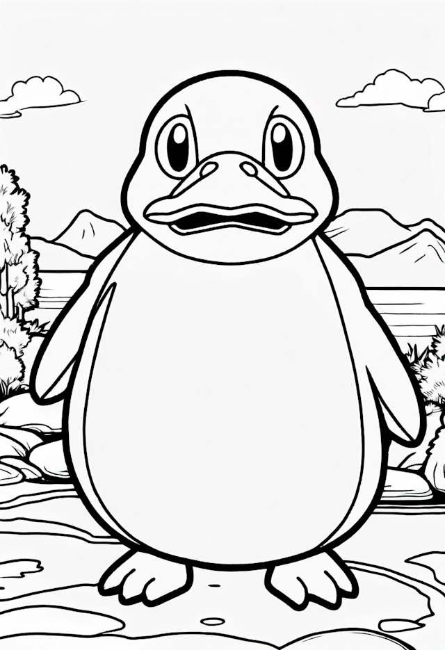 Psyduck by the Lake Coloring Page