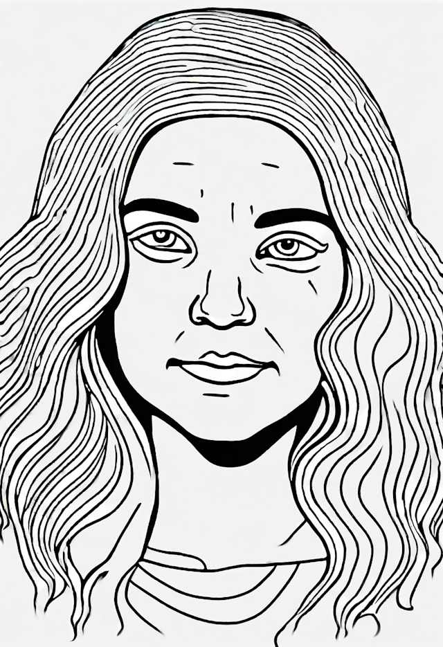 Serene Smiling Girl Coloring Page