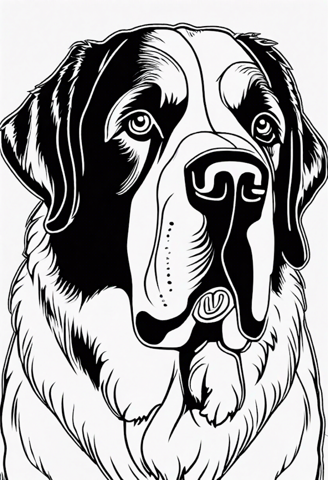 A coloring page of Saint Bernard Coloring Page