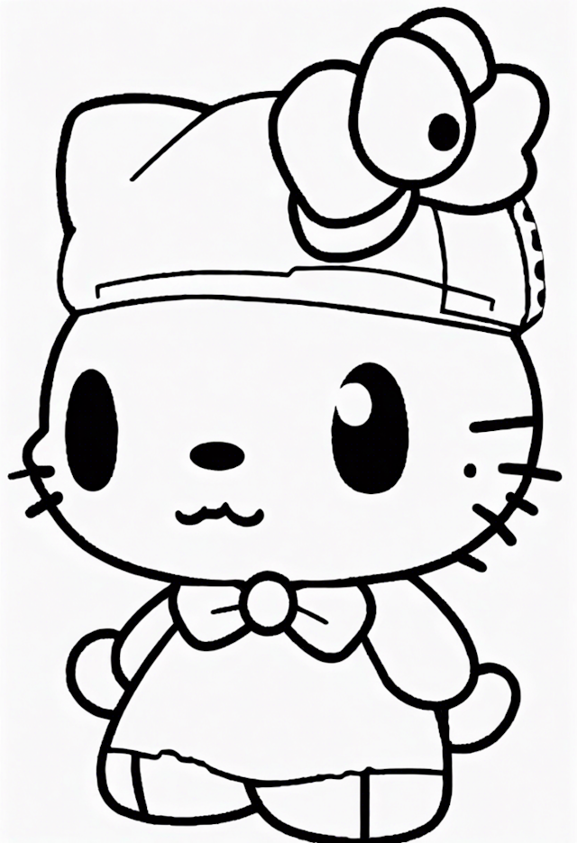 A coloring page of Hello Kitty Coloring Fun!
