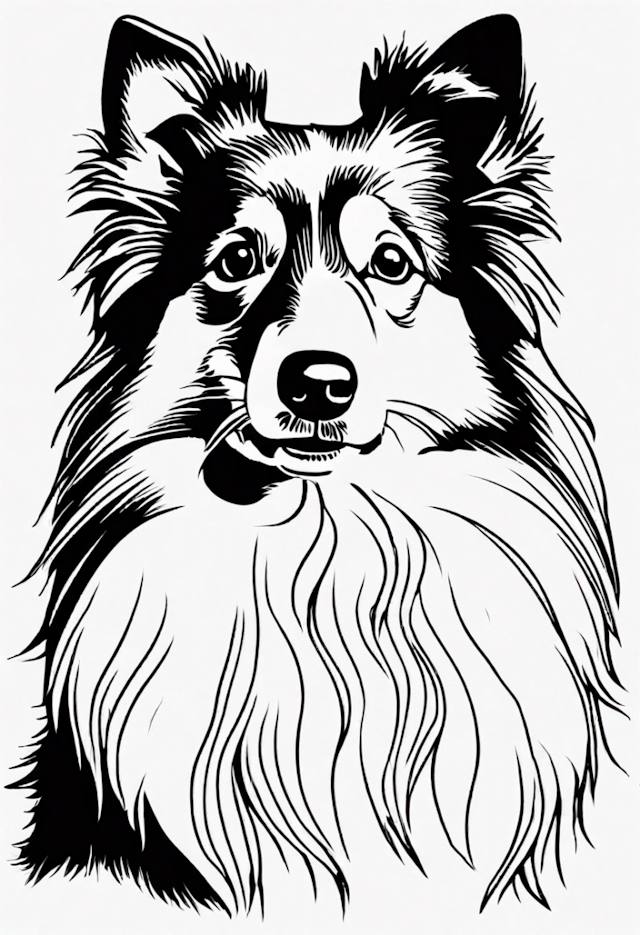 A coloring page of Lassie the Loyal Collie Coloring Page
