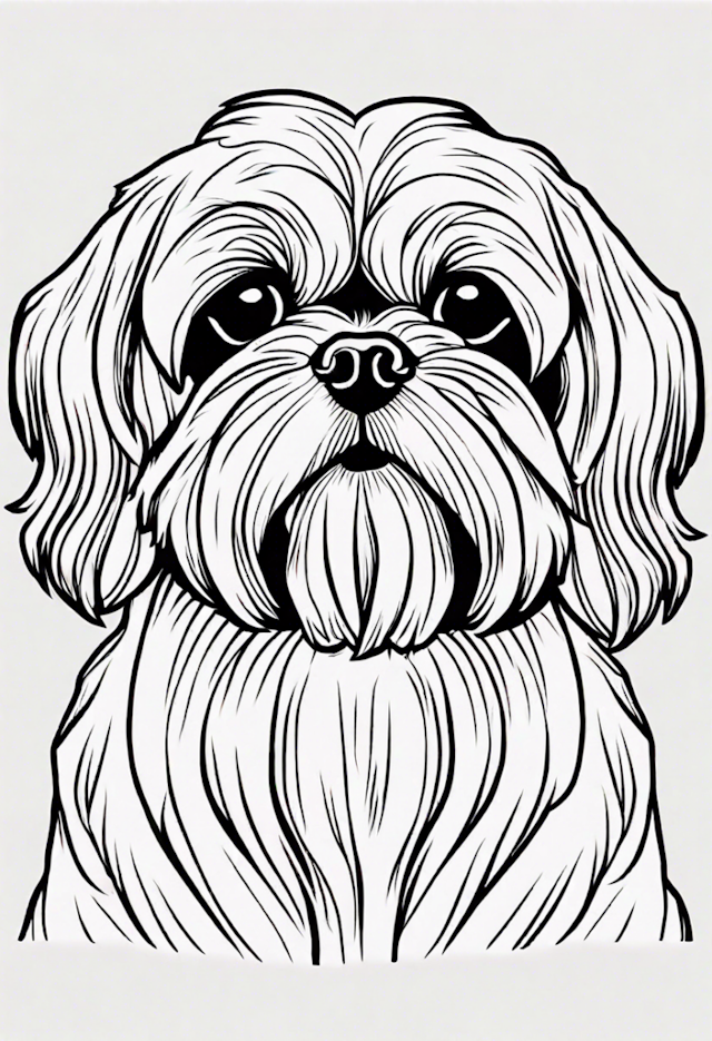 A coloring page of Adorable Shih Tzu Puppy Coloring Page